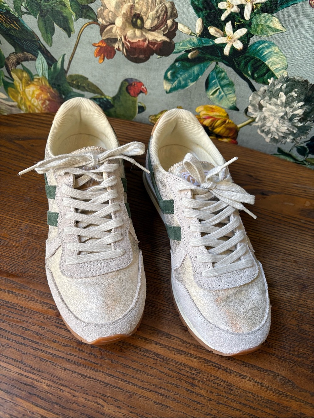 Gola Beige and Green Suede & Canvas Sneakers